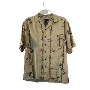 CARIBBEAN JOE Men’s 100% Silk Short Sleeve Button Down Shirt / Size: XL
